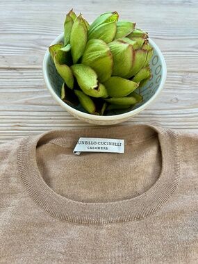 Brunello Cucinelli Cashmere Silk Sleeveless Sweater Beige Tan Size L Italy